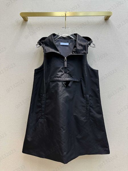 black dress nylon hooded half zip sleeveless casual dresses custom triangle logo retouching doll collar a-line maxiskit designer women dress, Black;gray
black dress nylon hooded half zip sleeveless casual dresses custom triangle logo retouching doll collar a-line maxiskit designer women dress, Black;gray