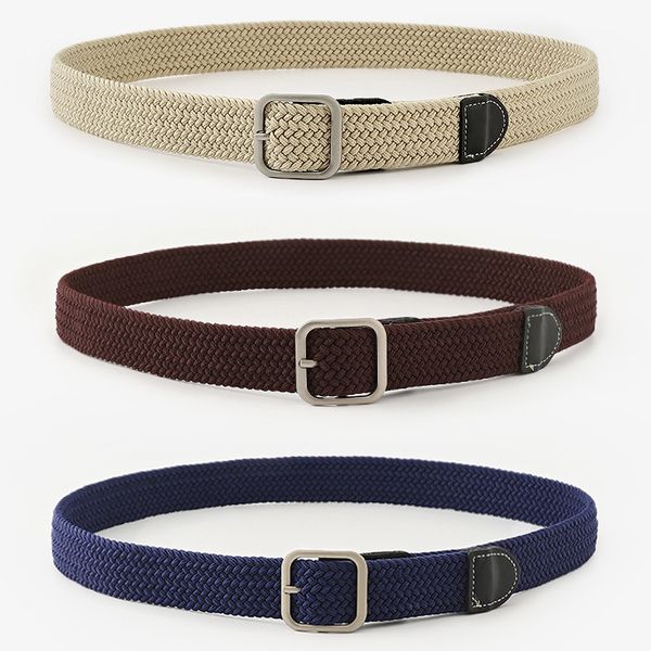 s3448 europe men women's chic style canvas braided elastic belt metal square buckle simple belts, Black;brown
s3448 europe men women's chic style canvas braided elastic belt metal square buckle simple belts, Black;brown