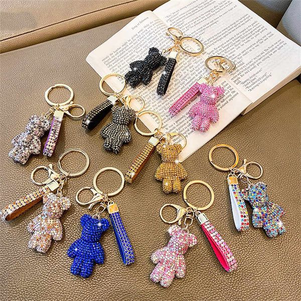 Image of Designer Toys Keychain Bear Diamond Key Chain Bear KeyRing Female Cute Creative Exquisite Bears Car Keys Pendant Bag Ornament