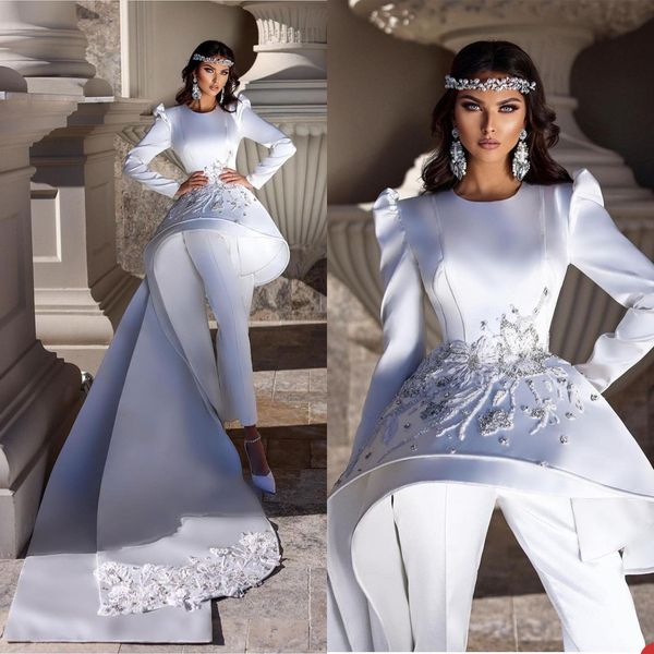 party dresses vintage jumpsuit wedding jewel appliques bridal gowns custom made pant suits puffy long sleeves vestido de novia 230221, White;black
party dresses vintage jumpsuit wedding jewel appliques bridal gowns custom made pant suits puffy long sleeves vestido de novia 230221, White;black