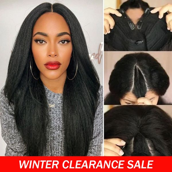 kinky straight v part wig human hair wigs clearance remy hair for women glueless preplucked human wigs ready to go, Black
kinky straight v part wig human hair wigs clearance remy hair for women glueless preplucked human wigs ready to go, Black