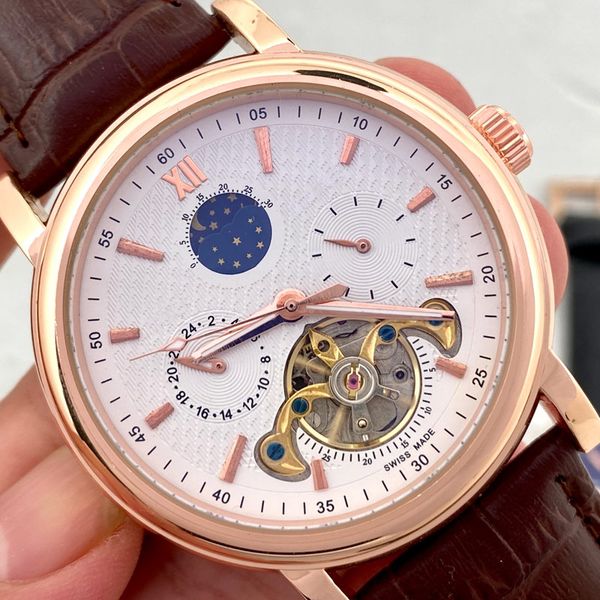business luxury mens watch mechanical automatic moon phase daydate designer wristwatches brand genuine leather strap watches for men father&, Slivery;brown
business luxury mens watch mechanical automatic moon phase daydate designer wristwatches brand genuine leather strap watches for men father&, Slivery;brown