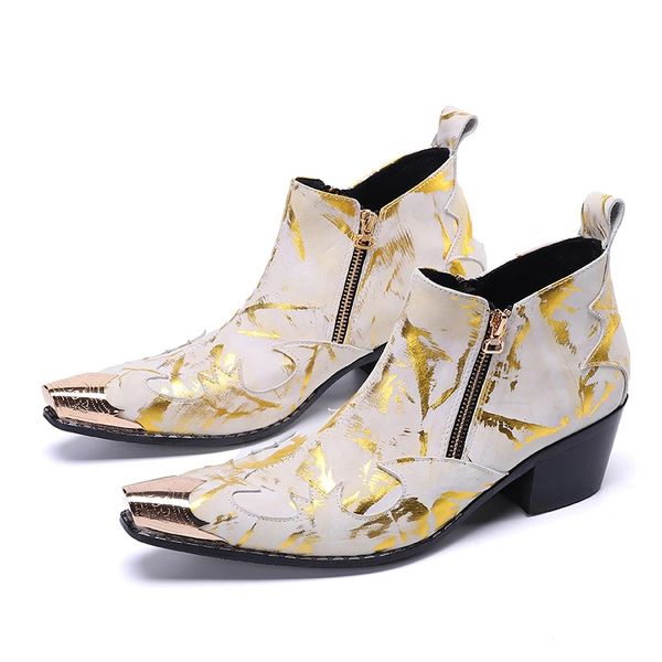 men boots shoes pointed metal toe genuine leather ankle boots men 6.5cm high heels golden party/wedding botas hombre, Black
men boots shoes pointed metal toe genuine leather ankle boots men 6.5cm high heels golden party/wedding botas hombre, Black