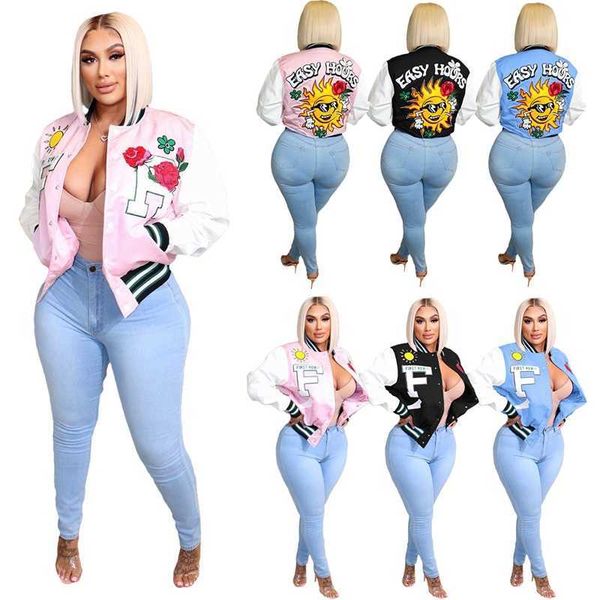 casual designer women clothes fashion baseball coat positioning print press button thread outerwear, Black;brown
casual designer women clothes fashion baseball coat positioning print press button thread outerwear, Black;brown
