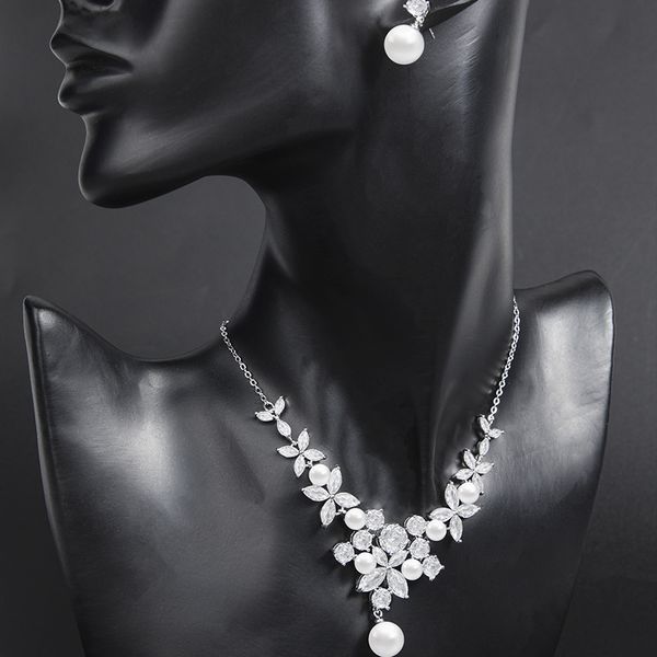 new fashion bridal wedding flower jewelry set crystal pearl stud earrings necklace set for women engagement prom gift, Slivery;golden
new fashion bridal wedding flower jewelry set crystal pearl stud earrings necklace set for women engagement prom gift, Slivery;golden