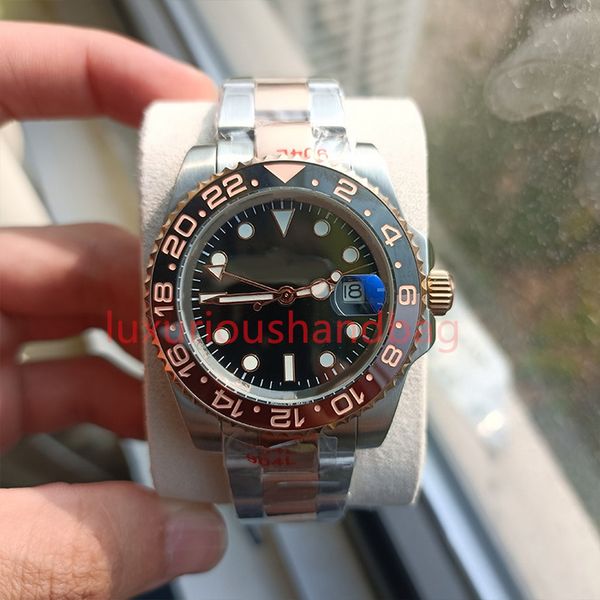 st9 luxury men's watch gmt black round dial 40mm luminous anti-scratch sapphire crystal glass stainless steel 904l automatic mechanical, Slivery;brown
st9 luxury men's watch gmt black round dial 40mm luminous anti-scratch sapphire crystal glass stainless steel 904l automatic mechanical, Slivery;brown