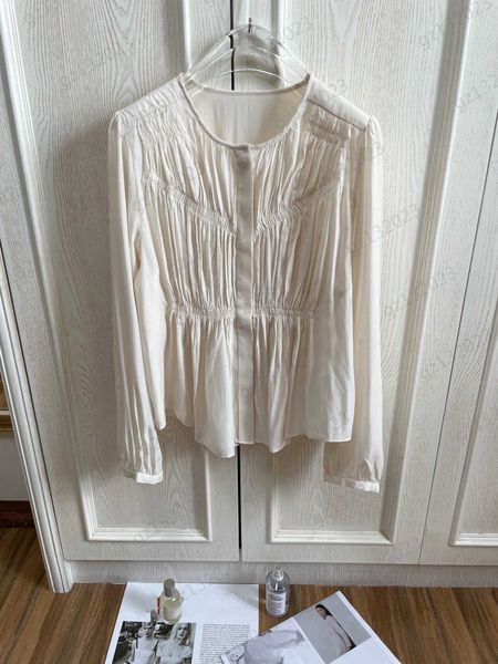 womens blouses shirts front pleated design buttons open crewneck shirt silk rayon blend fabric long-sleeve trend summer blouses for women d, White
womens blouses shirts front pleated design buttons open crewneck shirt silk rayon blend fabric long-sleeve trend summer blouses for women d, White