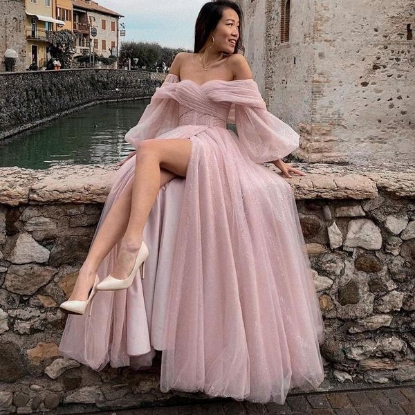 party dresses eeqasn pink shiny tulle prom off the shoulder long puff sleeve evening gowns slit women arabia wedding dress 230221, White;black
party dresses eeqasn pink shiny tulle prom off the shoulder long puff sleeve evening gowns slit women arabia wedding dress 230221, White;black