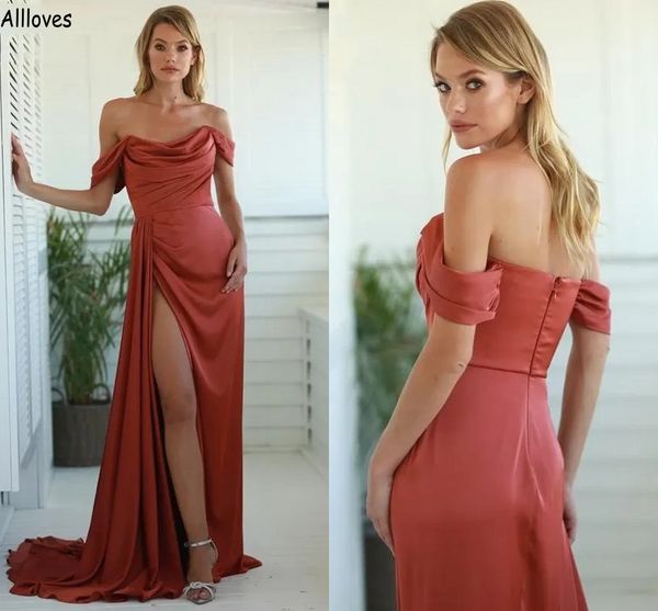 elegant satin off the shoulder bridesmaid dresses long high split pleated miad of honor gowns sweep train sheath wedding guest party dress b, White;pink
elegant satin off the shoulder bridesmaid dresses long high split pleated miad of honor gowns sweep train sheath wedding guest party dress b, White;pink