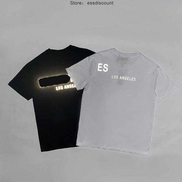 

Fashion ESS Designer T-shirt Los Angeles Summer Men's T Shirts Limited Short Sleeve Reflective Letters Tshirt For Men And Women, Black
