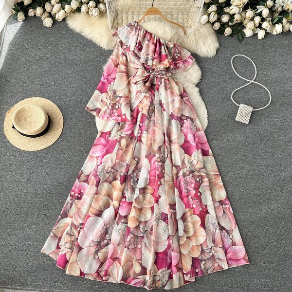 spring and autumn design sense one-shoulder dress with flared sleeves waist floral pleatsknee-length large swing holiday long skirt, Black;gray
spring and autumn design sense one-shoulder dress with flared sleeves waist floral pleatsknee-length large swing holiday long skirt, Black;gray