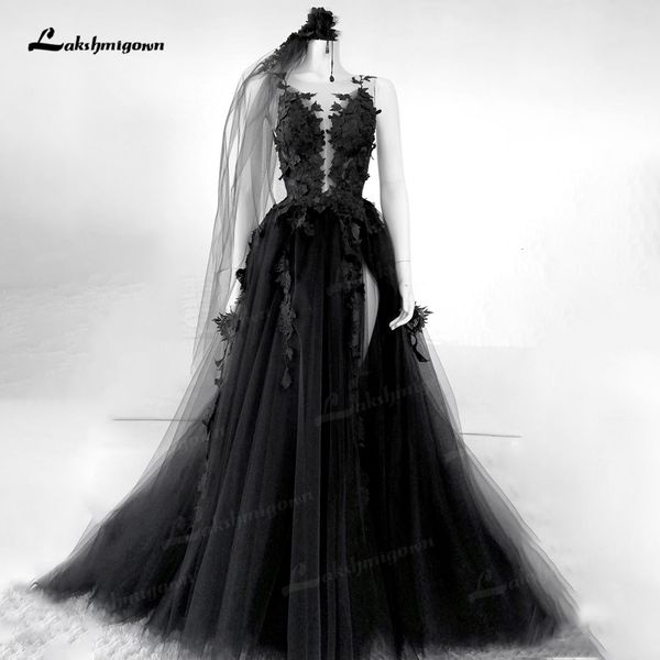party dresses gothic black wedding with high slit backless beach 3d lace appliques bridal gown brautkleid vintage plus size 230221, White;black
party dresses gothic black wedding with high slit backless beach 3d lace appliques bridal gown brautkleid vintage plus size 230221, White;black