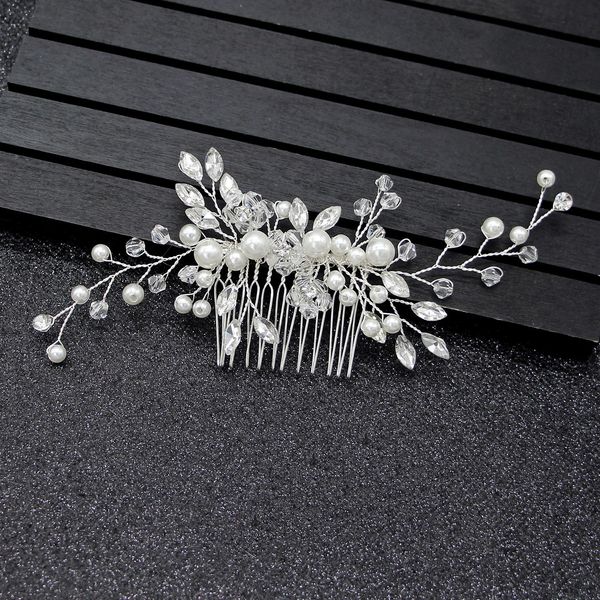 new pearl headpieces comb white crystal headwear banquet dish hair accessories bride headwear insert headpieces, Silver
new pearl headpieces comb white crystal headwear banquet dish hair accessories bride headwear insert headpieces, Silver