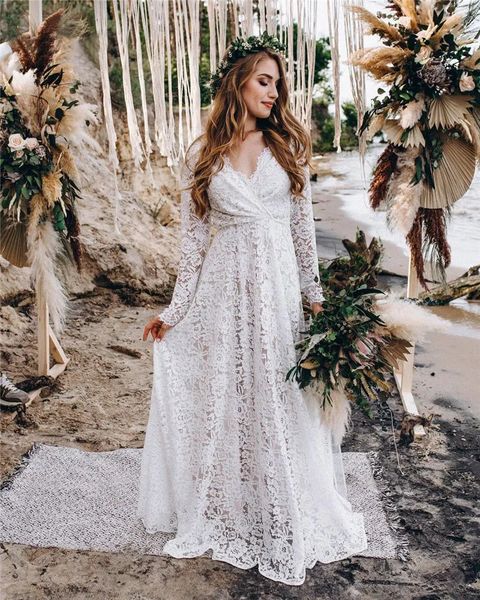 bohemian lace a-line wedding dresses sweep train long sleeves v-neck beach bridal gowns high waist simple country bride dress 2023 spring su, White
bohemian lace a-line wedding dresses sweep train long sleeves v-neck beach bridal gowns high waist simple country bride dress 2023 spring su, White