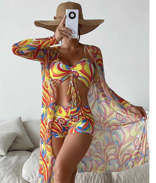 swimsuit zhongge new three-piece multi-color mesh blouse shorts leg length drawstring, White;black
swimsuit zhongge new three-piece multi-color mesh blouse shorts leg length drawstring, White;black