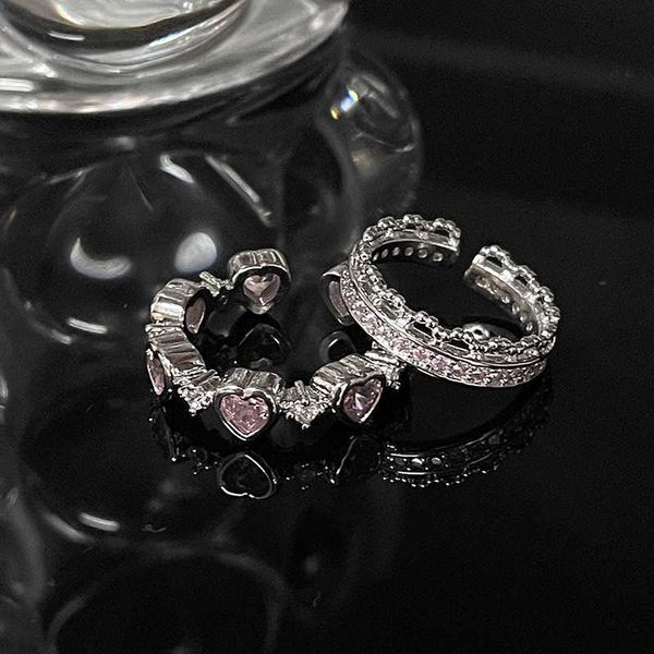 small number design love pink diamond zircon ring for women with high sense cold wind light luxury delicate index finger opening, Silver
small number design love pink diamond zircon ring for women with high sense cold wind light luxury delicate index finger opening, Silver