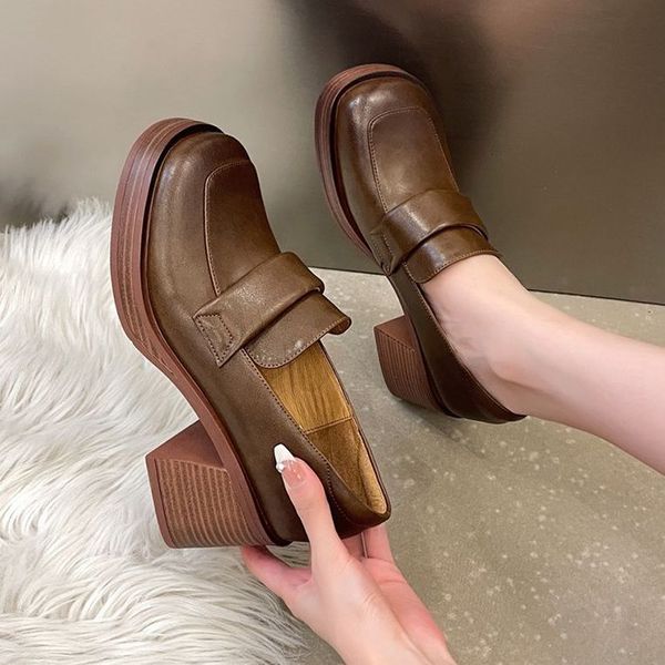 dress shoes chunky loafers women leather pumps retro round toe mary janes with platform med heels spring lady vintage 230220, Black
dress shoes chunky loafers women leather pumps retro round toe mary janes with platform med heels spring lady vintage 230220, Black