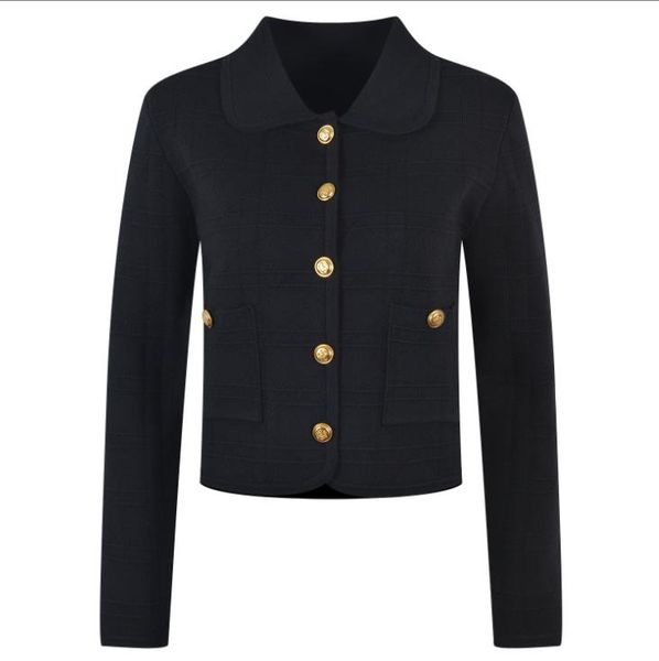 206 2023 spring summer women sweater long sleeve lapel neck black striped cardigan womens yl6, White;black
206 2023 spring summer women sweater long sleeve lapel neck black striped cardigan womens yl6, White;black