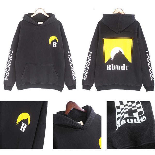 clothes and shorts style rhude sweater spring autumn sunset tide br loose wash used american hoodie, White;black 
clothes and shorts style rhude sweater spring autumn sunset tide br loose wash used american hoodie, White;black