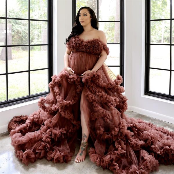party dresses ruffle tulle maternity dress prom for pregnant women baby shower gowns front split p o shoot robes 230221, White;black
party dresses ruffle tulle maternity dress prom for pregnant women baby shower gowns front split p o shoot robes 230221, White;black