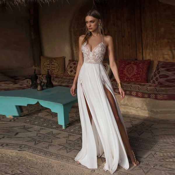 party dresses boho wedding side slit beach vneck bride spaghetti straps weeding gowns vestido de noiva 230221, White;black
party dresses boho wedding side slit beach vneck bride spaghetti straps weeding gowns vestido de noiva 230221, White;black