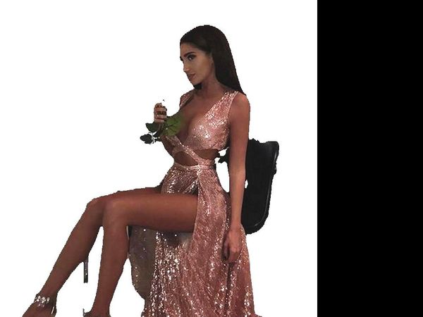 sequins rose gold prom dresses high split hollow bodice fashion style evening party gowns shiny black sequined
sequins rose gold prom dresses high split hollow bodice fashion style evening party gowns shiny black sequined