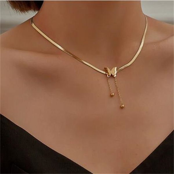 vintage butterfly necklace women golden stainless steel blade snake chains aesthetic charms choker women jewelry gift to mujer gc1922, Silver
vintage butterfly necklace women golden stainless steel blade snake chains aesthetic charms choker women jewelry gift to mujer gc1922, Silver