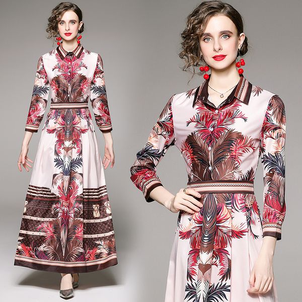 2023 elegant button front printed maxi dress long sleeve designer women casual office shirt dresses spring runway ladies a line resort party, Black;gray
2023 elegant button front printed maxi dress long sleeve designer women casual office shirt dresses spring runway ladies a line resort party, Black;gray