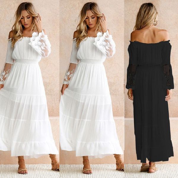 summer sundress women white beach dresses strapless long sleeve loose off shoulder lace boho cotton maxi dress, Black;gray
summer sundress women white beach dresses strapless long sleeve loose off shoulder lace boho cotton maxi dress, Black;gray