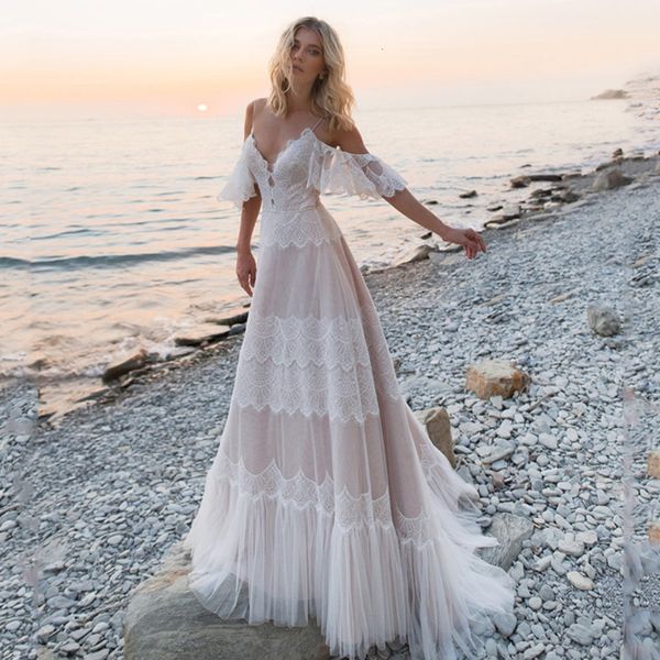 party dresses boho lace applique wedding dress off the shoulder spaghetti strap backless beach bride gowns tulle sweep train vestidos de nov, White;black
party dresses boho lace applique wedding dress off the shoulder spaghetti strap backless beach bride gowns tulle sweep train vestidos de nov, White;black