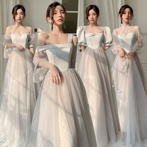 party dresses grey bridesmaid longsleeved 2023 fairy temperament senior sisters for young girls 230221, White;black
party dresses grey bridesmaid longsleeved 2023 fairy temperament senior sisters for young girls 230221, White;black