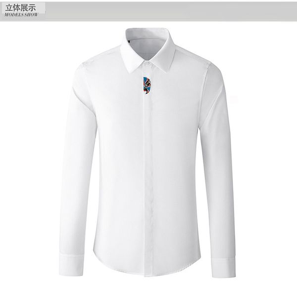 elegant embroidery men shirt casual slim long sleeve chemise homme cotton business male dress shirts solid camisas, White;black
elegant embroidery men shirt casual slim long sleeve chemise homme cotton business male dress shirts solid camisas, White;black