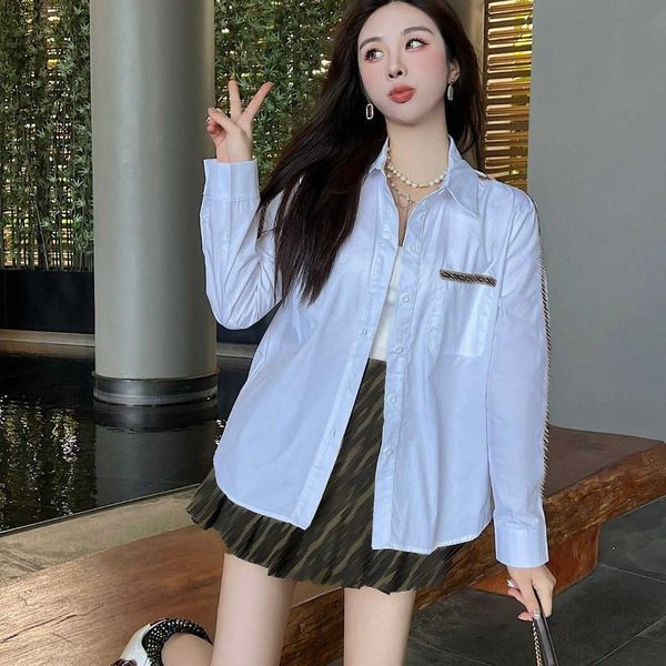 23ss designer brand women white shirt coat letter ribbon fashion versatile shirts womens clothing, White;black
23ss designer brand women white shirt coat letter ribbon fashion versatile shirts womens clothing, White;black