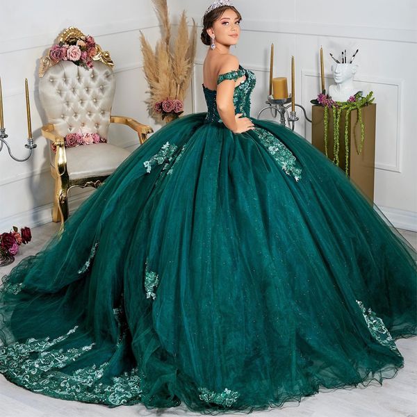 party dresses emerald green quinceanera ball gown birthday dress applique lace beading off the shoulder up graduation 230221, White;black
party dresses emerald green quinceanera ball gown birthday dress applique lace beading off the shoulder up graduation 230221, White;black