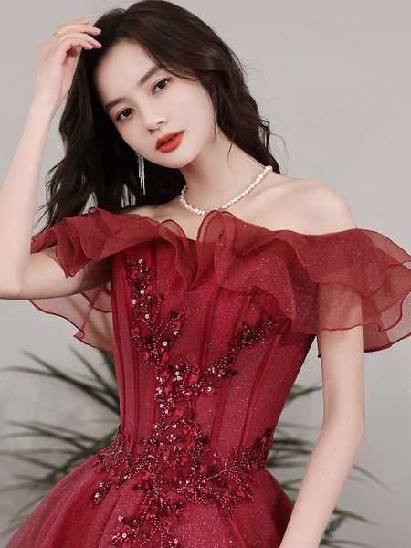 party dresses wine sequined long luxury beads ruffle lady women prom dress party performance singing gown 230221, White;black
party dresses wine sequined long luxury beads ruffle lady women prom dress party performance singing gown 230221, White;black