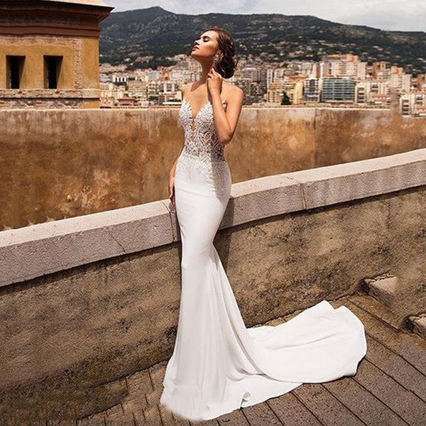 party dresses v neck mermaid wedding with long train lace appliques sleeveless backless for women vestidos de noiva custom made 230221, White;black
party dresses v neck mermaid wedding with long train lace appliques sleeveless backless for women vestidos de noiva custom made 230221, White;black