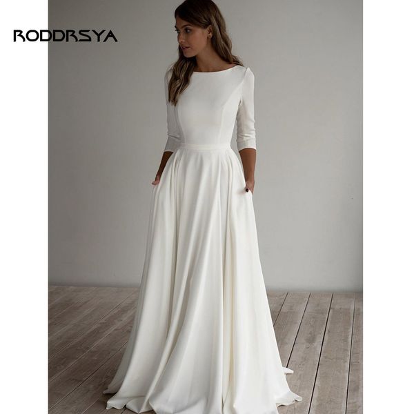 party dresses roddrsya simple aline wedding three quqrter sleeves with pockest sash sweep train elegant bridal gowns robes de 230221, White;black
party dresses roddrsya simple aline wedding three quqrter sleeves with pockest sash sweep train elegant bridal gowns robes de 230221, White;black