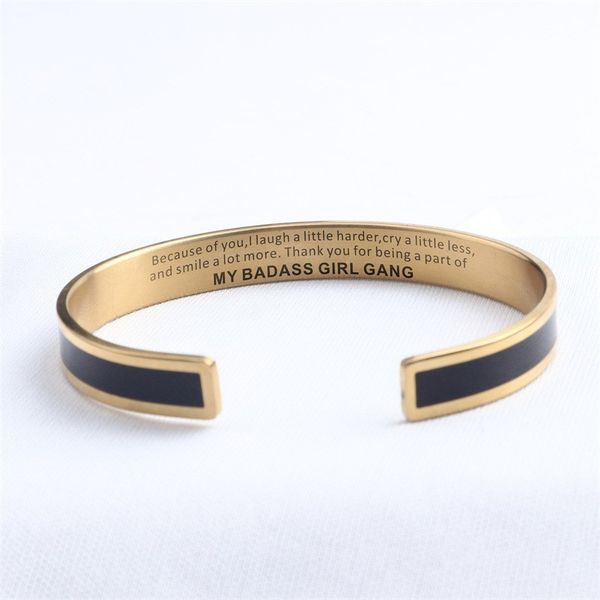 european and american new popular my badass girl gang stainless steel color bracelet, Black
european and american new popular my badass girl gang stainless steel color bracelet, Black