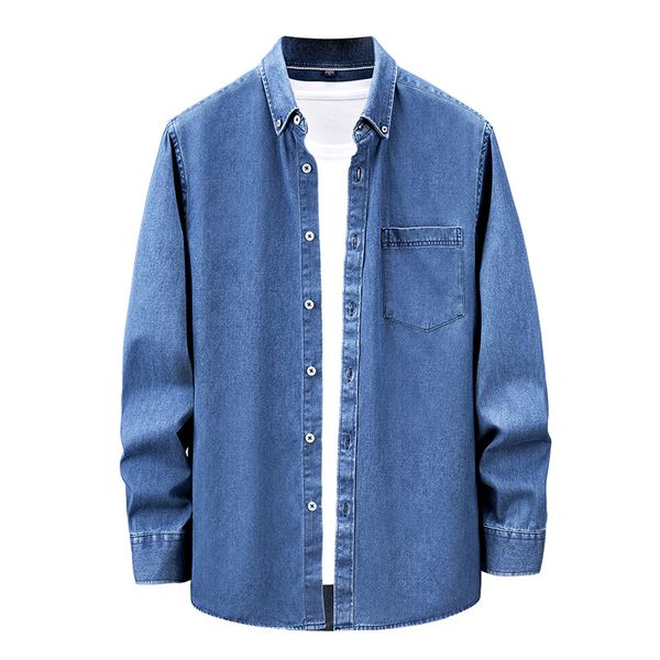designer sandwashed denim 100% cotton shirt men's long-sleeved spring and autumn winter men's casual retro shirt inside the top, White;black
designer sandwashed denim 100% cotton shirt men's long-sleeved spring and autumn winter men's casual retro shirt inside the top, White;black