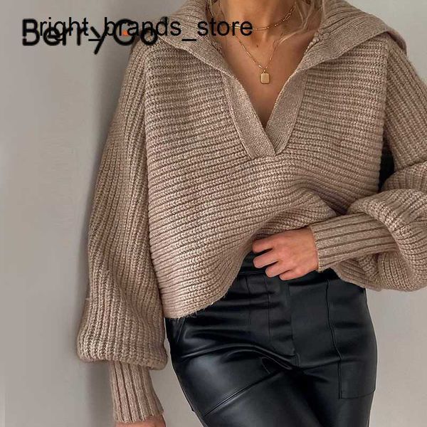 women's sweaters berrygo v-neck polo collar pullovers women elegant bishop sleeve solid sweater lady high street loose knitted 0221v23, White;black
women's sweaters berrygo v-neck polo collar pullovers women elegant bishop sleeve solid sweater lady high street loose knitted 0221v23, White;black