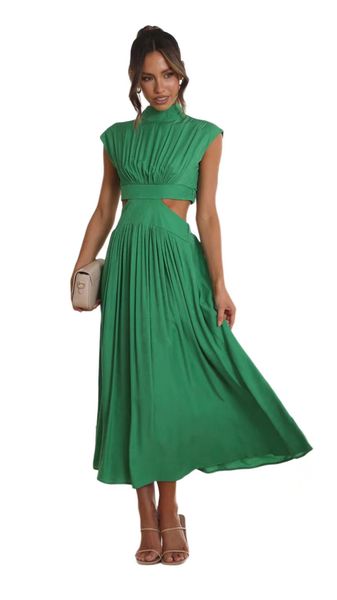 women casual summer sleeveless dresses stand collar loose a line long dress ruched hollow out dress, Black;gray
women casual summer sleeveless dresses stand collar loose a line long dress ruched hollow out dress, Black;gray