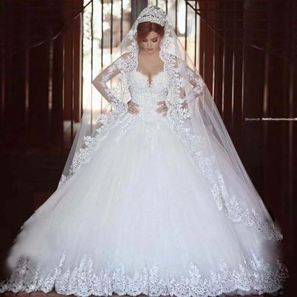 dubai arabic ball gown wedding dresses long sleeve plus size sweetheart backless sweep train bridal gowns bling luxury beading sequins wed d, White
dubai arabic ball gown wedding dresses long sleeve plus size sweetheart backless sweep train bridal gowns bling luxury beading sequins wed d, White