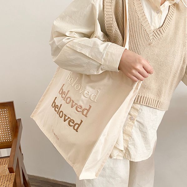 evening bags women canvas shoulder beloved embroidery daily shopping students books thick cotton cloth handbags tote for girls 230220
evening bags women canvas shoulder beloved embroidery daily shopping students books thick cotton cloth handbags tote for girls 230220