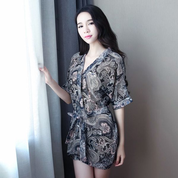 pyjamas long sleeve transparent chiffon pajamas, extremely tempting japanese wife bathrobe, Black;white
pyjamas long sleeve transparent chiffon pajamas, extremely tempting japanese wife bathrobe, Black;white