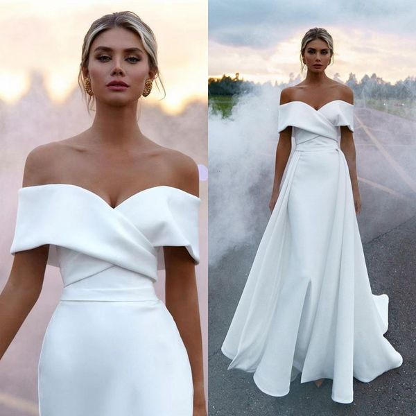 party dresses modern off the shoulder crepe wedding dress cap sleeve detachable train a line bridal gowns 230221, White;black
party dresses modern off the shoulder crepe wedding dress cap sleeve detachable train a line bridal gowns 230221, White;black