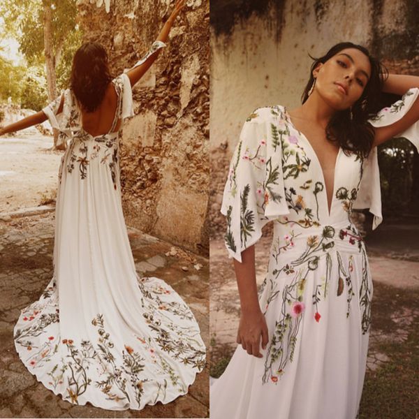 party dresses 2023 chic colorful embroidery boho wedding dress v neck short sleeve open back chiffon beach bohemia bridal gowns 230221, White;black
party dresses 2023 chic colorful embroidery boho wedding dress v neck short sleeve open back chiffon beach bohemia bridal gowns 230221, White;black