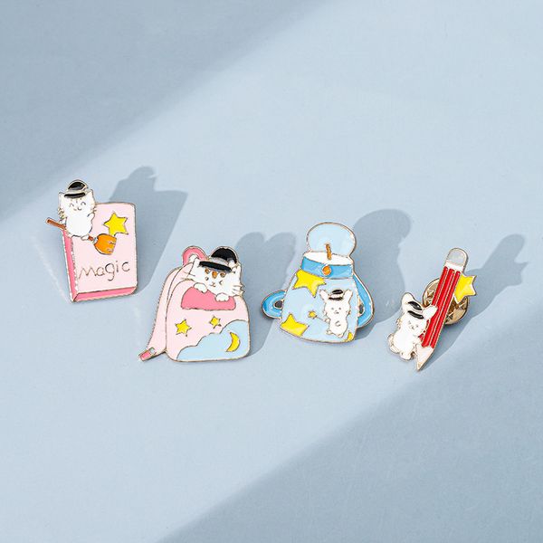 cartoon rabbit cat brooches set 4pcs cute gold plated moon star book pencil kettle enamel badges lapel pin backpack accessories, Gray
cartoon rabbit cat brooches set 4pcs cute gold plated moon star book pencil kettle enamel badges lapel pin backpack accessories, Gray