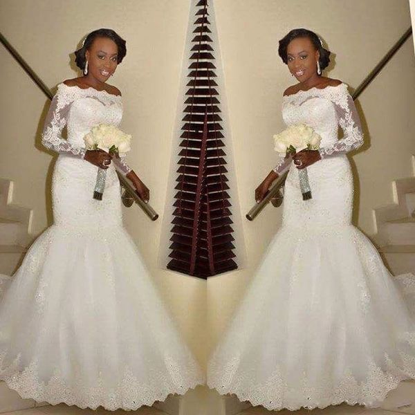 party dresses gorgeous boat neck mermaid wedding long sleeves lace appliques robe de marriage beads glamorous bridal gowns 230220, White;black
party dresses gorgeous boat neck mermaid wedding long sleeves lace appliques robe de marriage beads glamorous bridal gowns 230220, White;black
