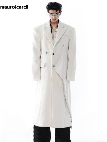 men's wool blends mauroicardi autumn winter long black oversized pu leather patchwork coat men double breasted runway fashion 2023 2302
men's wool blends mauroicardi autumn winter long black oversized pu leather patchwork coat men double breasted runway fashion 2023 2302