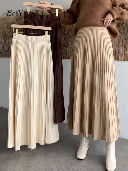 casual dresses beiyingni women long maxi knitted skirt autumn winter casual pleated high waist a-line skirts 90cm korean fashion faldas 2302, Black;gray
casual dresses beiyingni women long maxi knitted skirt autumn winter casual pleated high waist a-line skirts 90cm korean fashion faldas 2302, Black;gray